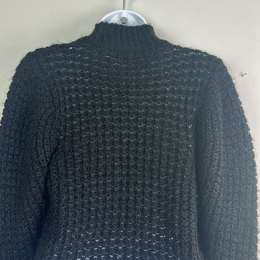 Zara Dolman Sleeve High Neck Chunky Knit Sweater SM Top Wool Acrylic Blend Black - Picture 14 of 16